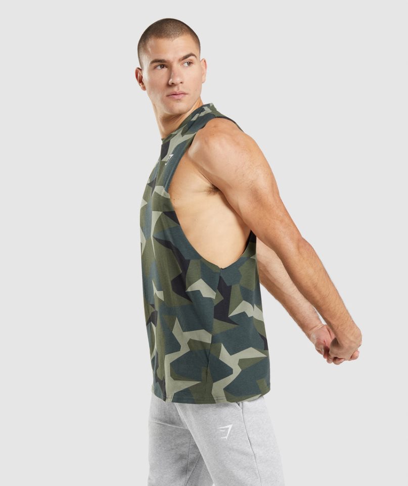 Men's Gymshark Critical Drop Arm Tanks Camo | NZ 0USLET